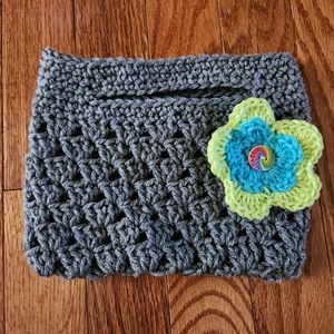 Charcoal Grey Tiny Tote with Neon Flower